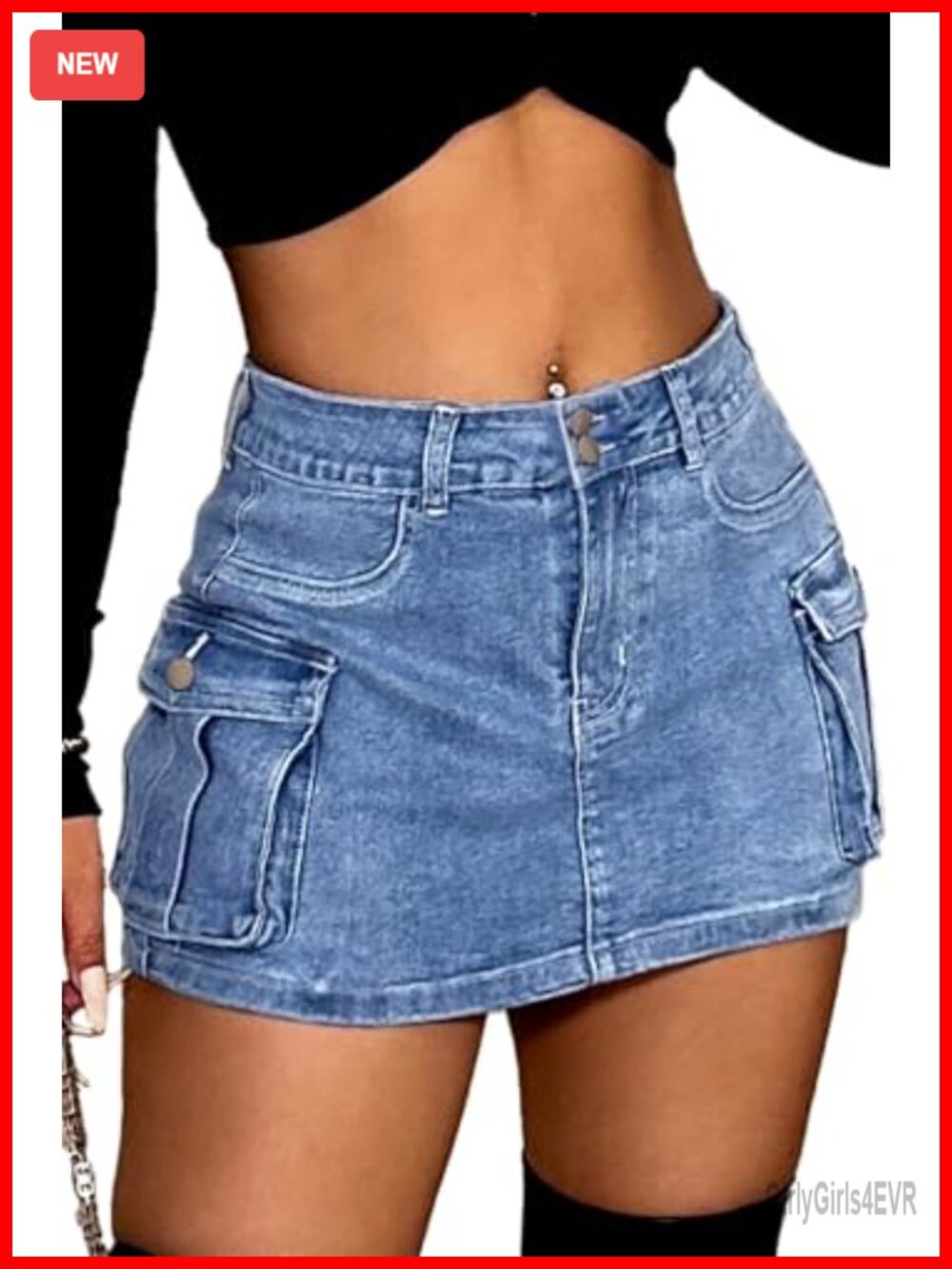 High Stretch Denim Cargo Skort: Y2K Mini Jean Skirt